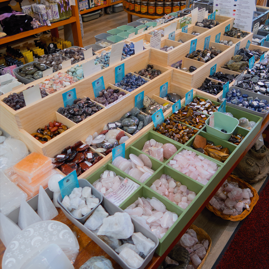 tumbled stones and crystals