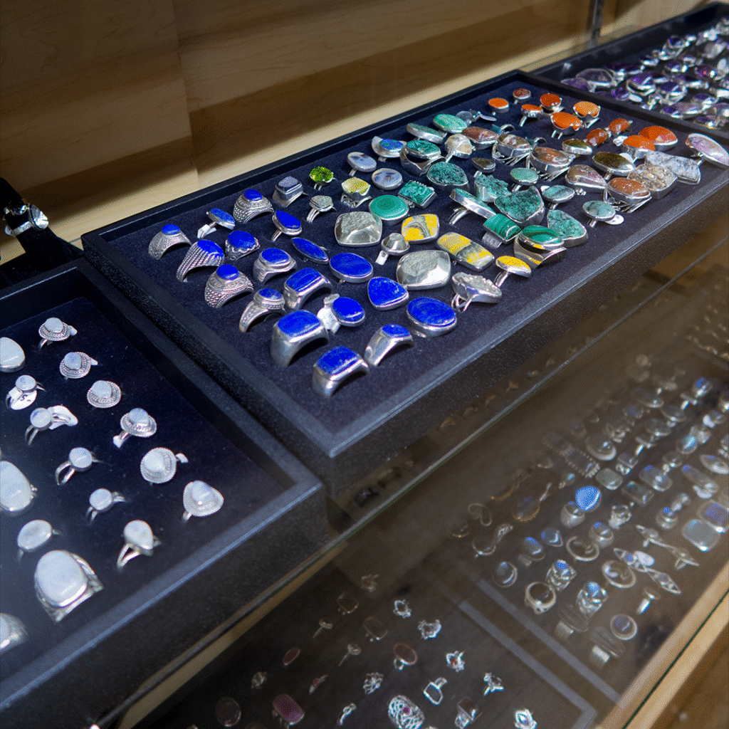 assorted crystal rings